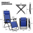 thumbnail image 2 of MoNiBloom 3 Pack Lounge Beach Chairs for Outside, Zero Gravity Camping Chairs with Side Table, Pillow and Tray, 330lbs Capacity, Blue, 2 of 13