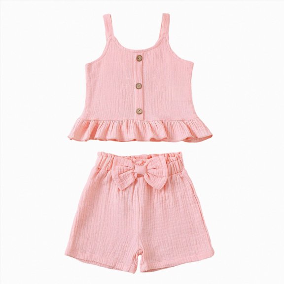Xyant Toddler Baby Girl Clothes Knit Floral Fly Sleeve Tops Shorts Cute Summer Spring Outfits Infant Baby Girl Clothing Set (Pink,18-24 Months)