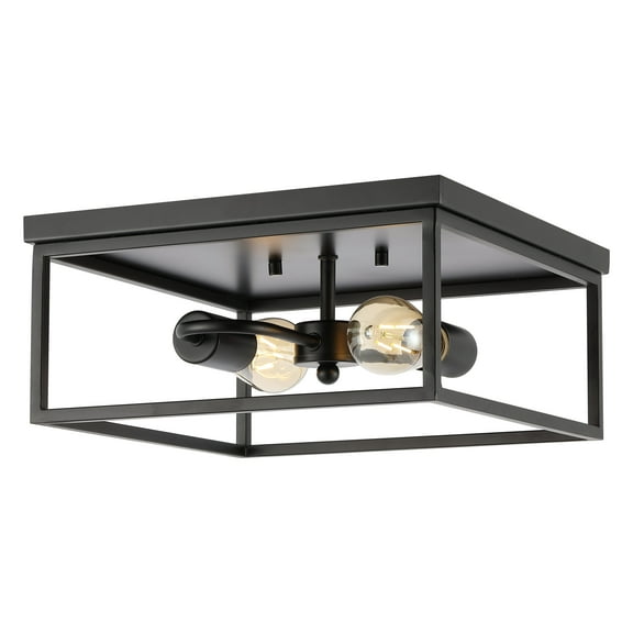 SAFAVIEH Dunne 13 in. Modern 2-Light Black Iron Mount Light with Shade