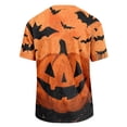 thumbnail image 3 of Halloween Shirts for Men Funny Pumpkin Ghost Print Graphic Halloween Tshirts Round Neck Short Sleeve Corduroy Tops Red 2XL, 3 of 4