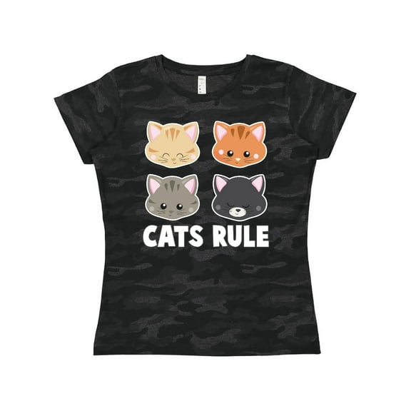 Inktastic Cats Rule with Cat Heads Women's T-Shirt