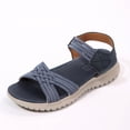 thumbnail image 6 of Eltusu Women Platform Sandals, Comfort Ankle Strap PU Open Toe Dress Sandals Shoes Blue Size 8.5, 6 of 8