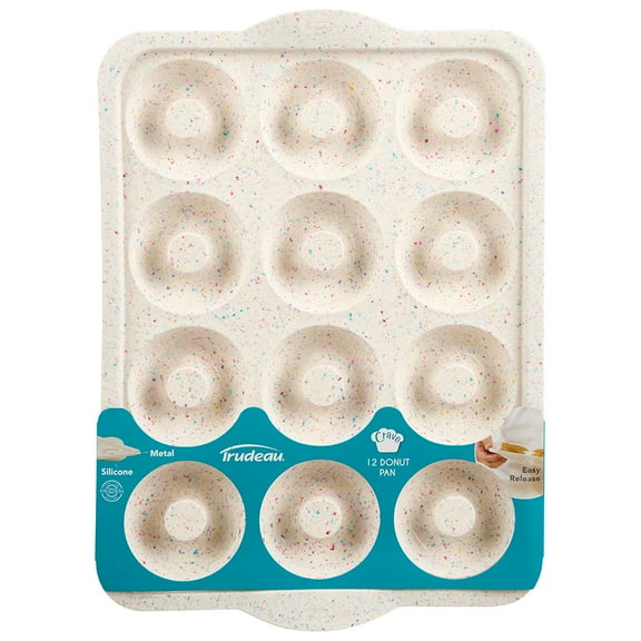 Trudeau Structured Silicone 12 Count Donut Pan, Multicolor Confetti, Dishwasher Safe