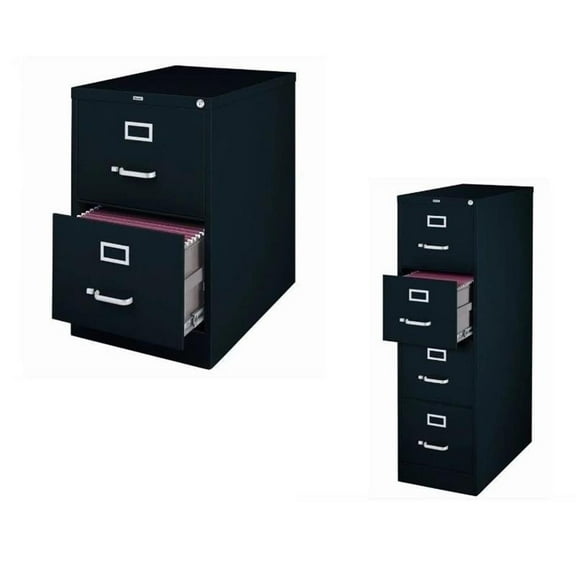 (Value Pack) 2 Drawer File Cabinet and 4 Drawer File Cabinet in Black