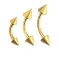 thumbnail image 1 of Eyebrow Ring Curved Barbell Matte Gold IP 16G Cartilage Rook Tragus Spike Ends, 1 of 1