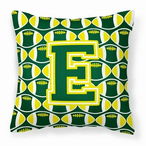Carolines Treasures CJ1075-EPW1414 Letter E Football Green & Yellow Fabric Decorative Pillow