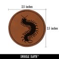 thumbnail image 2 of Creepy Crawley Centipede Bug 2.5" Faux Leather Round Engraved Iron-On Patch - Brown, 2 of 6
