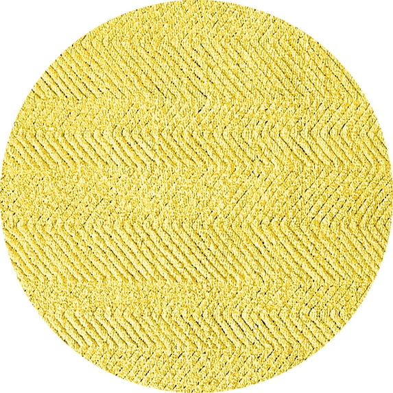 Ahgly Company Machine Washable Indoor Round Solid Yellow Modern Area Rugs, 8' Round