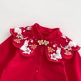 thumbnail image 6 of Ruyang Baby Girls Chinese Traditional Outfit Embroidered Bunny Floral Bodysuit Cute Ruffle Long Sleeve Button Jumpsuit, 6 of 8
