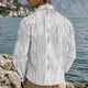 thumbnail image 4 of Blusa y camisa de manga larga con cuello vuelto para hombre, informal, a rayas, con bolsillos y botones, de poliéster., 4 of 9