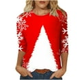 thumbnail image 2 of Pntutb Moda Mujer Chriatmas Impreso Camiseta 3/4 Mangas Blusa Cuello Redondo Casual tops Pntutb Pntutb-607, 2 of 5