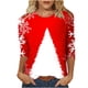 thumbnail image 2 of Puntoco Moda Mujer Chriatmas Impreso Camiseta 3/4 Mangas Blusa Cuello Redondo Casual tops Puntoco Puntoco-610, 2 of 5