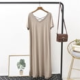 thumbnail image 2 of Baberdicy Backless Maternity Nightgown - Women's Summer Cross Strap Sleep Dress, Lightweight Nursing Friendly Pajama Dress (Khaki | M), 2 of 7