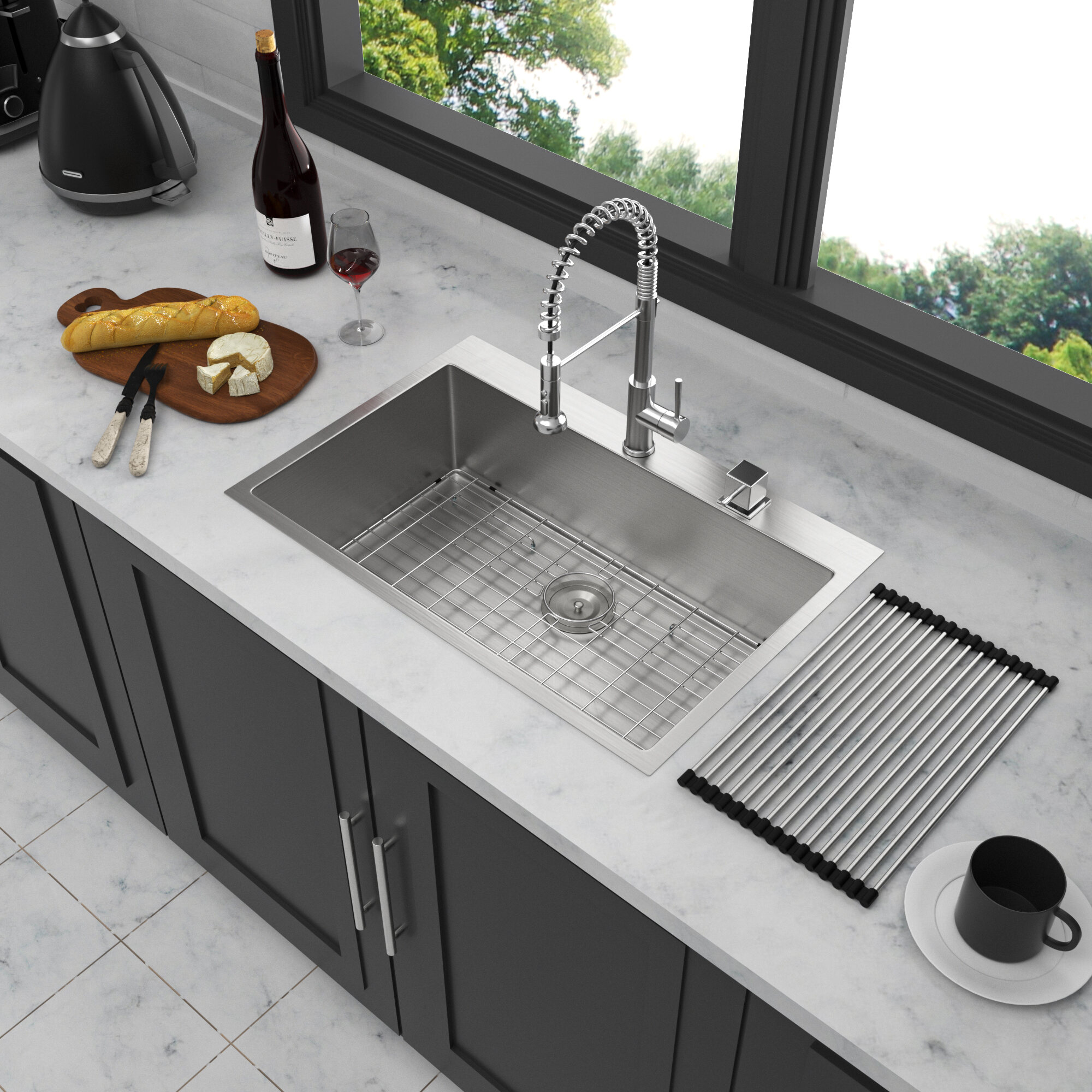 Stainless Steel Kitchen Sink 33 x 19 x 10 inch Kitchen Sink Drop In 16 Gauge Stainless Steel 33" Single Bowl Topmount Kitchen Sink Basin,Single Bowl Kitchen Sink