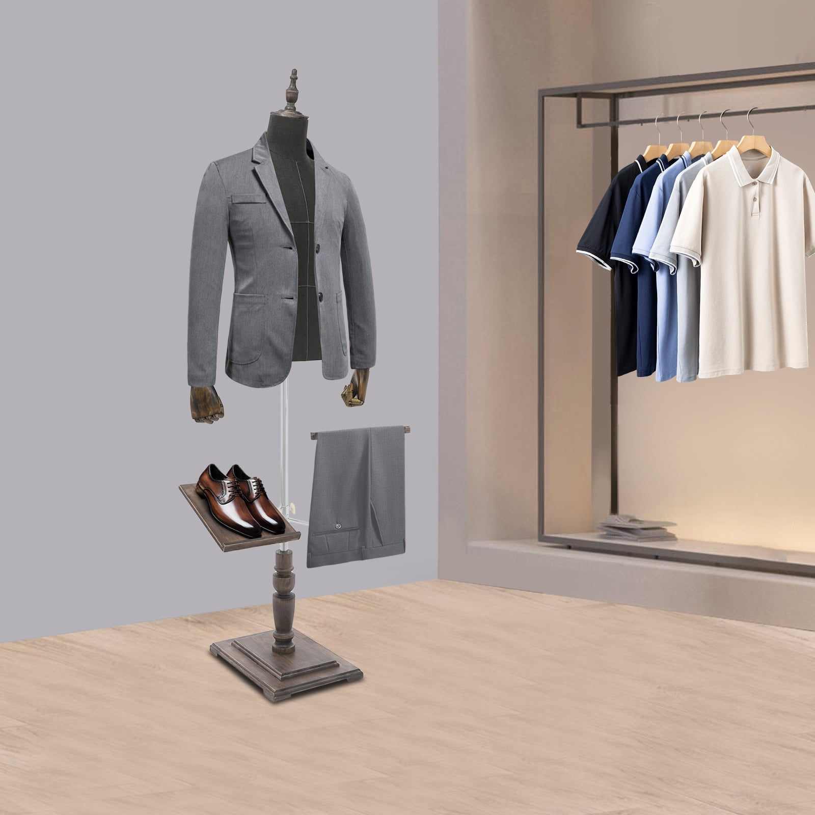 Adjustable Height Male Dress Form 4.4-5.9ft Full Body Mannequin Professional Tailor Display Form for Clothing Stores