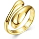 thumbnail image 1 of Anillo ajustable de latón chapado en oro de 18 quilates, talla 7, diseño abierto en forma de lágrima, apilable, sencillo y llamativo para mujer y hombre., 1 of 4