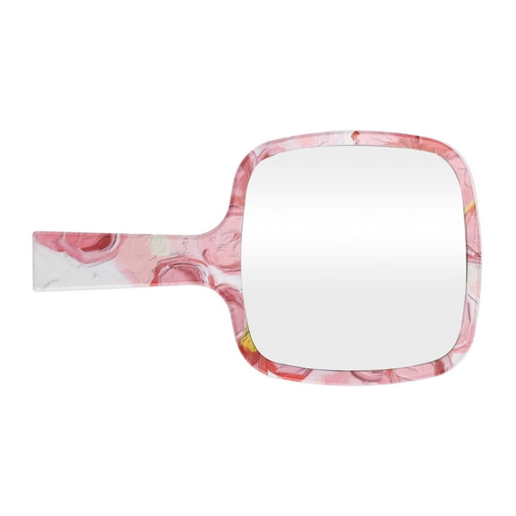 Unique Bargains 1 Pc Women Durable Square Handheld Mirror for Business Travel Pink Plastic Aluminum Mirror