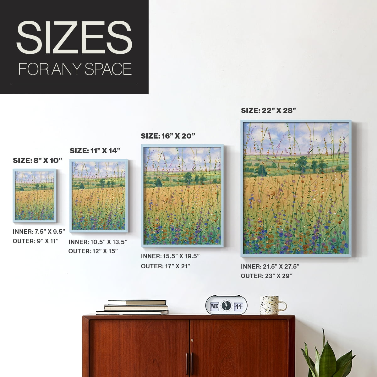 Wildflower Path II Framed Print - Solid Wood in Single Picture Frame Solid Wood 2 Framed Print