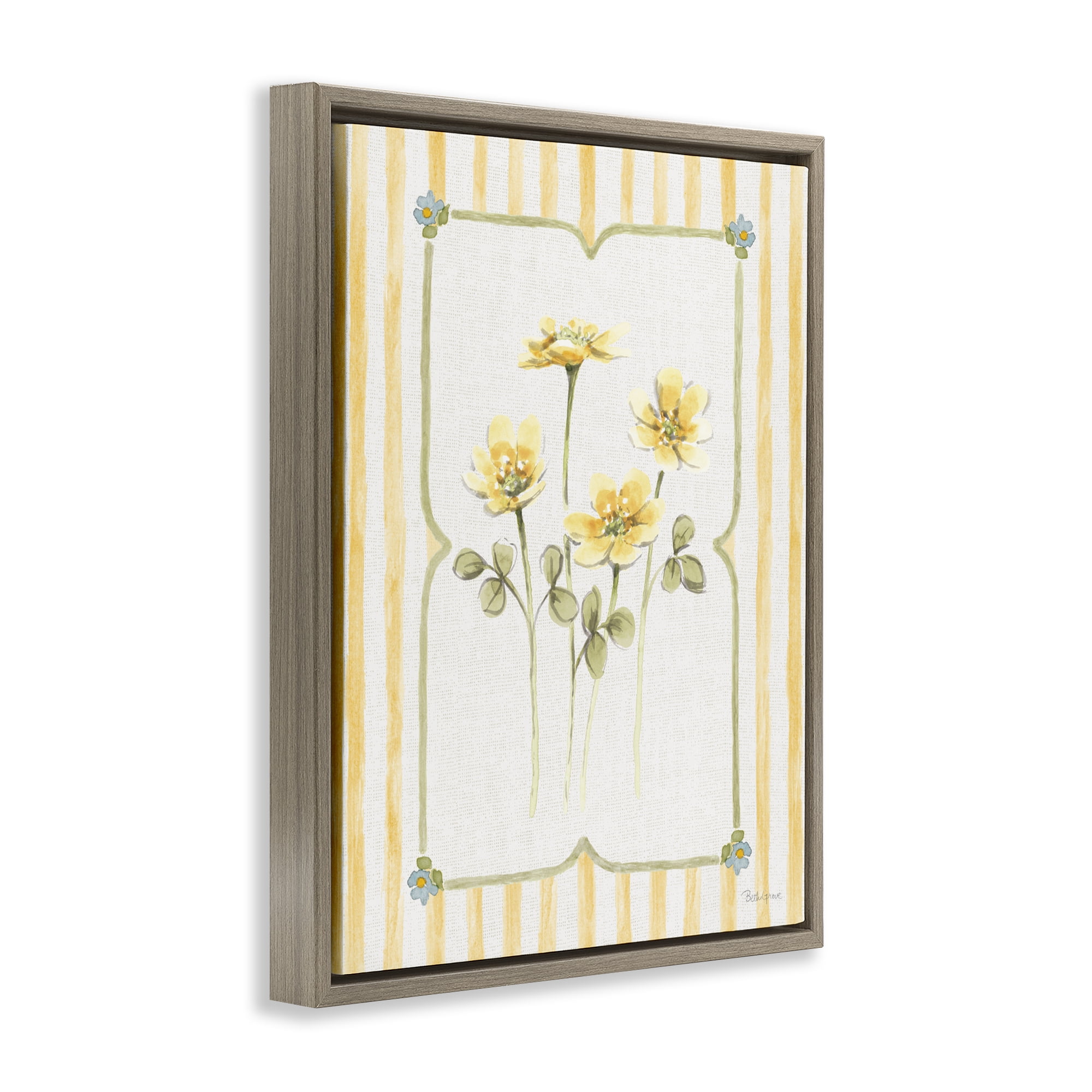 Stupell Industries Sweet Honey Florals Brown Framed Floater Canvas Wall Art, design by Beth Grove