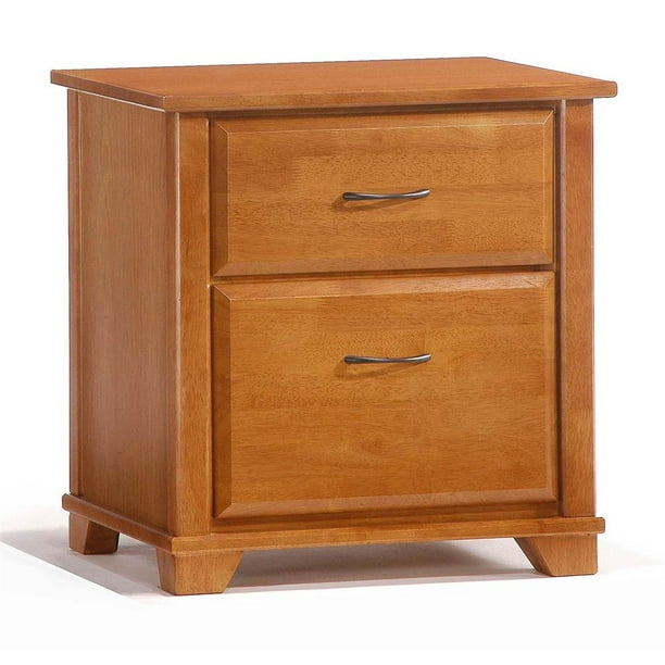 Bedside Table In Medium Oak Finish Two Drawers Walmart Com Walmart Com