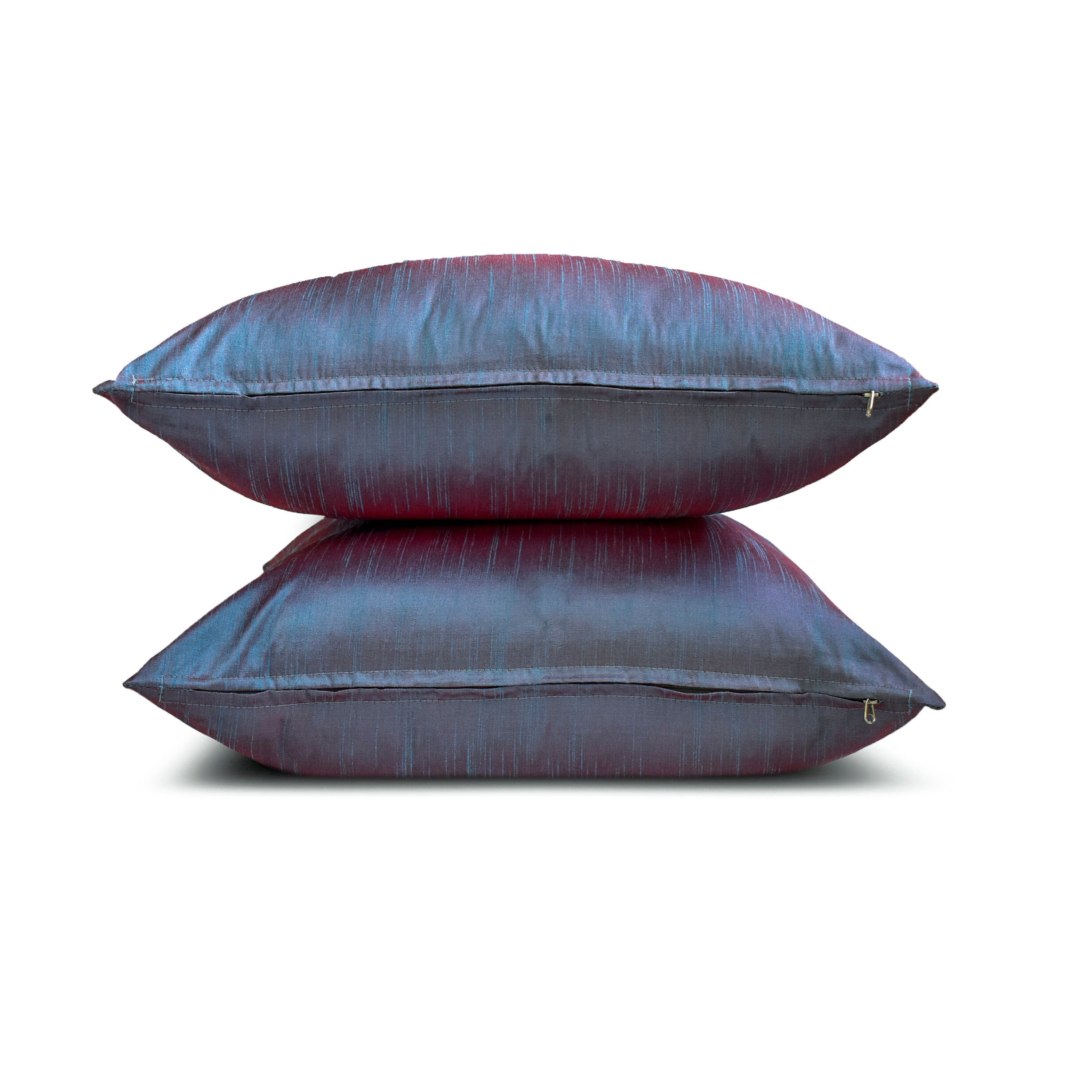 The HomeCentric Decorative Throw Pillow cover Blue & Red Pack of 2, 20"x20" (50x50 cm) Art Silk Solid & Two Tone Silk Pillowcase For Sofa Chouch, Hotels, living, Bed Room Modern - Blue & Red Luxury