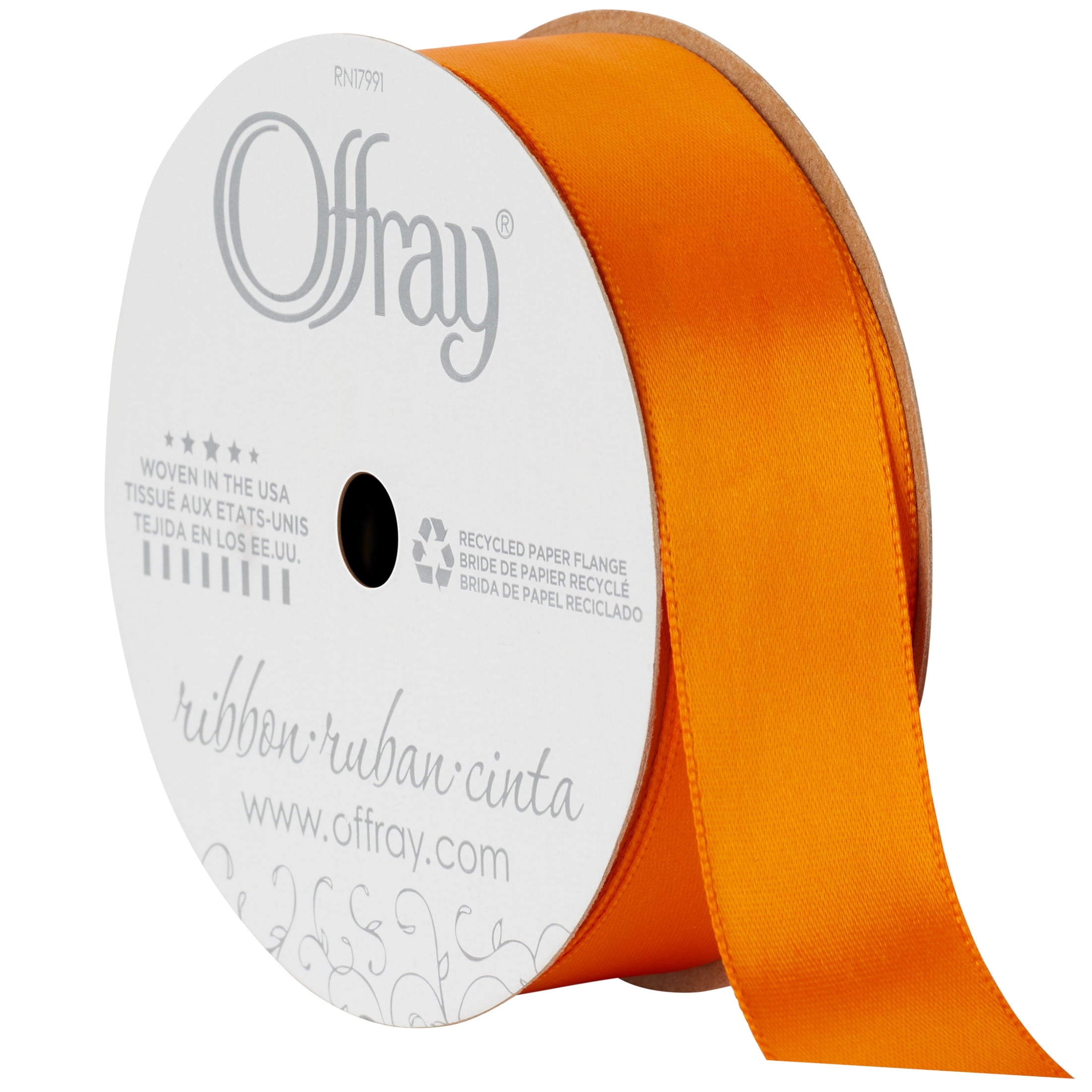 (6 pack) Offray Ribbon, Torrid Orange 7/8 inch Single Face Satin Polyester Ribbon for Sewing, Crafts, and Gifting, 18 feet, 1 Each