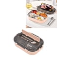 thumbnail image 4 of Portable Kids 304 Stainless Steel Lunch Box with Two Parts, 1.3L Four Compartment Leakproof  Box for School Office Picnic and Travel with Thermal Insulation Bag, 4 of 7