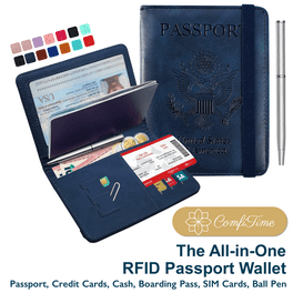 Leather Passport Wallets Cover with Vaccine Card Holder - 4 Colors