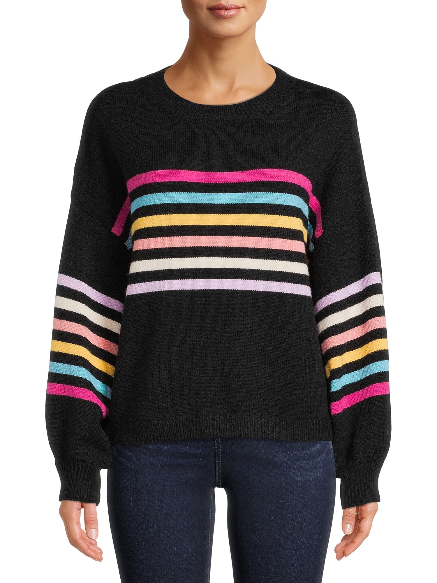 rainbow crew neck sweater