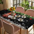 thumbnail image 3 of Black Gnomes Christmas Table Cloths for 6 Foot Rectangle Tables, Xmas Weeping Balls Snowflake Patio Waterproof Elastic Fitted Tablecloths, Washable Rectangular Table Cover for Camping, 3 of 8