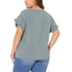 thumbnail image 3 of Blusas de verano para mujer de talla grande Agnes Orinda, con volantes, manga corta, cuello redondo, camisetas casuales, 1X gris azul, 3 of 5