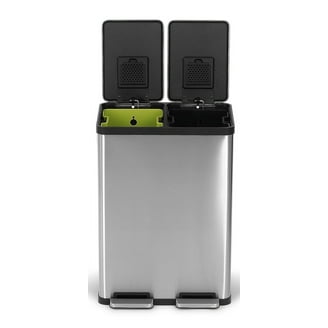 BENESKY 16 Gallon Stainless Steel Trash Can, 60L Dual Compartment