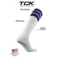 thumbnail image 4 of Calcetines TCK Retro con tubo de 3 rayas, color morado, talla mediana, 4 of 5