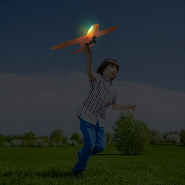 Wupuaait 3 Pack Foam Catapult Airplane Toy with LED Lights Xmas Gifts for 3-12 Years Old Kids, Green, Orange, Blue, Size: 3PC