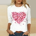 thumbnail image 1 of RKSTN Women's Valentines T Shirts Oversized Crewneck Valentine's Day Graphic Printed 3/4 Length Sleeve Shirt Tops Womens Casual Round Neck Loose Comfy Loves Heart Print Three Quarter Sleeve Shirts, 1 of 6