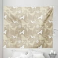 thumbnail image 1 of Dog Lover Tapestry, Pet Animals Accessories Leash Paw Print Bone Ornamental Abstract Illustration, Fabric Wall Hanging Decor for Bedroom Living Room Dorm, 5 Sizes, Tan White, by Ambesonne, 1 of 1