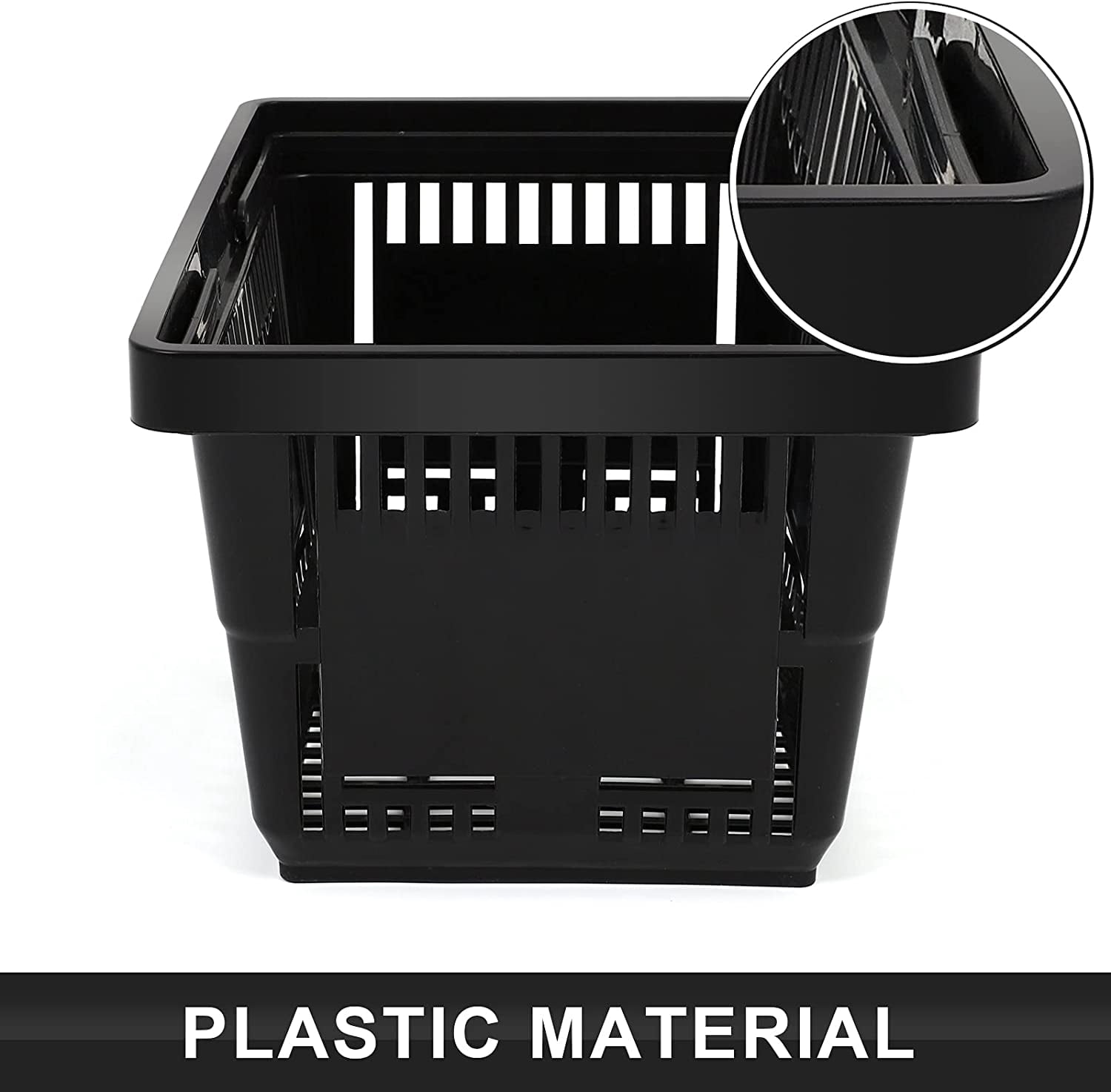 21L Shopping Basket Black Basket With Plastic Handles For Supermarket shop Black Plastic Shopping Basket Convenient Sundries Laundry Basket 12 Pack Shopping Basket