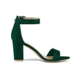 thumbnail image 4 of BLISSFUL STEP Women's Shoes Ankle Strap Block Heel Buckle Open Toe Sandals Green 10, 4 of 8