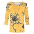 thumbnail image 5 of CYMMPU Spring Tops Round Neck Tunic Tops Summer Fashion Shirts Blouses for Women Dressy Casual 3/4 Sleeve Loose Fit Floral Pattern Lightweight Basic T-Shirts Yellow XXXL, 5 of 5