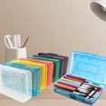 thumbnail image 2 of Bxaolu Pencil Box, Large Capacity Clear Pencil Case, 2 Pack Hard Pencil Case, Clear Crayon Box with Snap-tight Lid, Stackable Design, Plastic Storage Box for Home Office Supplies, Blue, 2 of 6