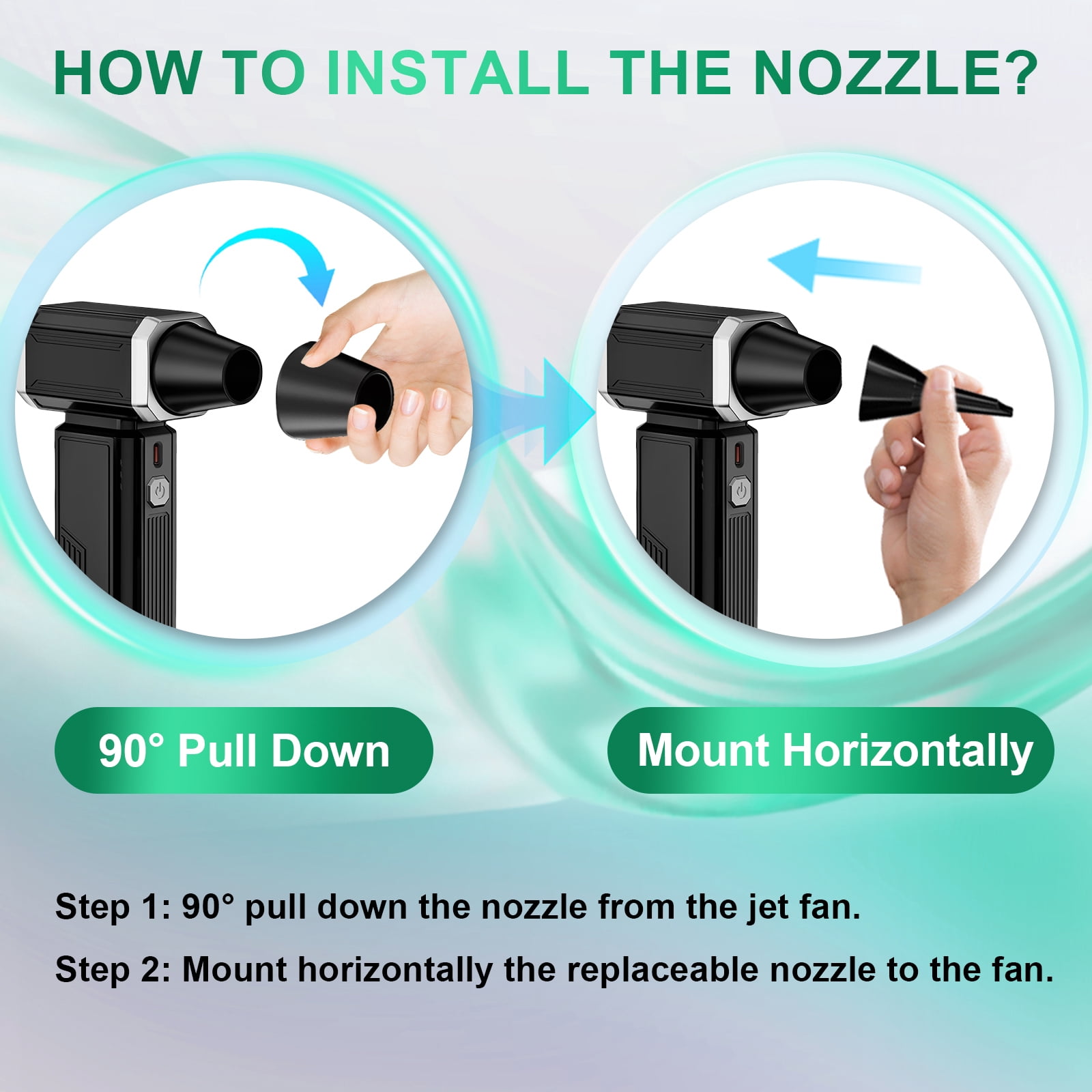 MHCABSR Portable Cordless Air Duster, Rechargeable 7500mAh Battery, Blow Nozzle for Computer, Keyboard, PC, Cars