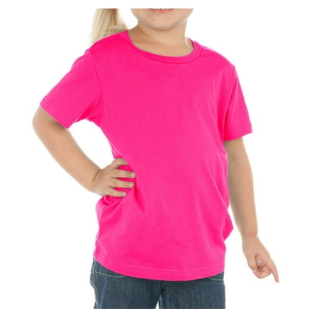 

Kavio! Toddlers Crew Neck Short Sleeve Tee Jersey (Same TJC0440) Hot Pink 3T