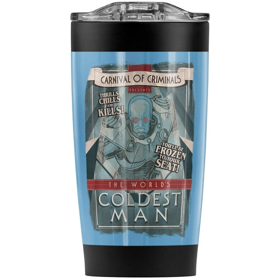 Batman Coldest Man Stainless Steel Tumbler 20 oz Coffee Travel Mug/Cup, Vacuum Insulated & Double Wall with Leakproof Sliding Lid | Great for Hot Drinks and Cold Beverages