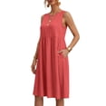 thumbnail image 6 of Fashion Beach Dresses for Womens Plus Size Summer Solid Color Casual Round-Neck Sleeveless Dress With Pocket, 6 of 9