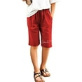 thumbnail image 4 of Tiny Harbor Girls Shorts Summer Thin Elastic Waist Letter Print Casual Pockets Bermuda Shorts Red 5-6Years, 4 of 4