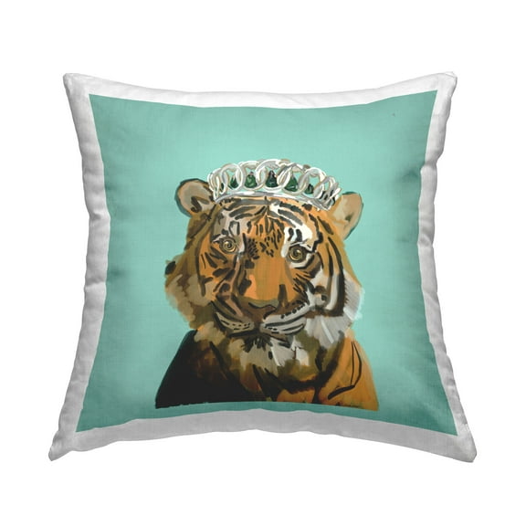Stupell Industries Elegant Tiger with Tiara Decorative Printed Throw Pillow Design by Amelia Noyes