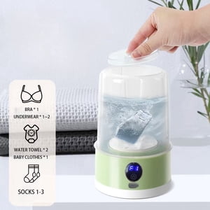 WIFKLSIIPG Portable Mini Washing Machine with Display Screen Wireless Charging USB Rechargeable Compact Washer Cup for Delicates Travel Laundry