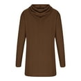 thumbnail image 5 of Elainilye Fashion Long Sleeve Dress for Women Casual Hooded Solid Long Sleeve Drawstring Solid Pullover Dresses,Brown, 5 of 6