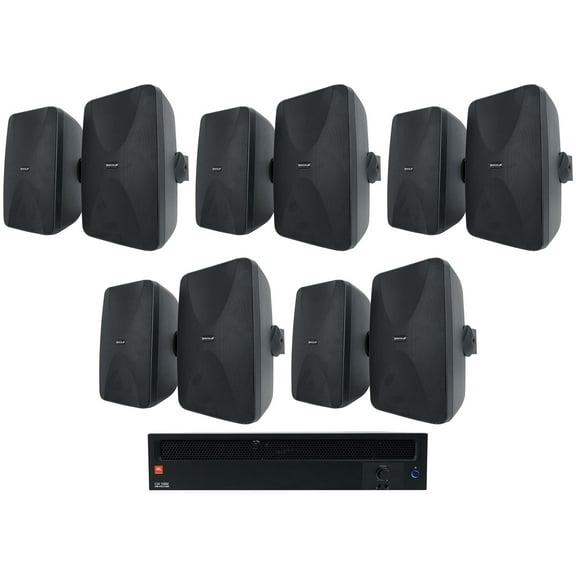 JBL CSA1300Z 70v Commercial Amplifier   (10) Black Wall Mount Speakers CSA 1300Z