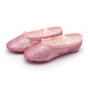 Cethrio Girls Dance Shoes, Soft Sole 2025 Performance Gymnastics Ballet Shoes Flats Pink Size 7